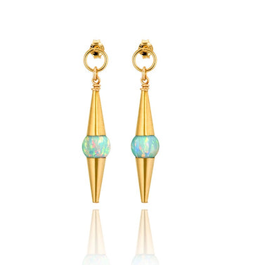 Scribble & Stone Earrings - 14kt GoldFill/Opal Moon Cylinder Earrings