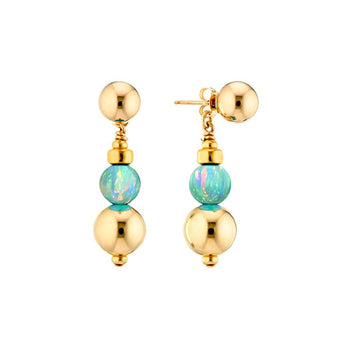 Scribble & Stone Earrings - 14kt GoldFill/Opal Moon Ball Drops