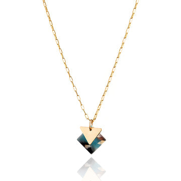 Scribble & Stone Necklace - 14kt GoldFill/Acetate Ocean Triangle Necklace