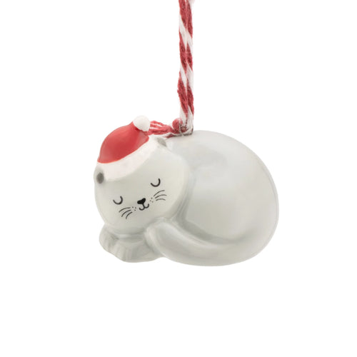 Sass & Belle Christmas Bauble - Ceramic Sleeping Cat