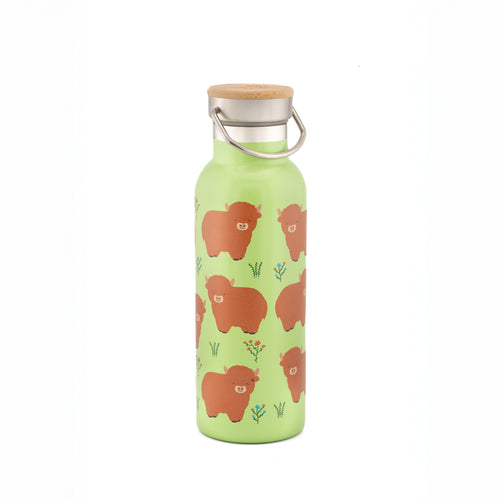 Sass & Belle Water Bottle - Highland Cow Metal Bottle