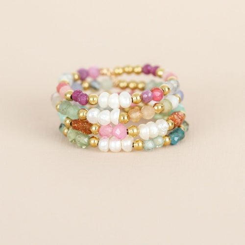 My Heritage Ring - Mixed Gemstones and Three Pearls