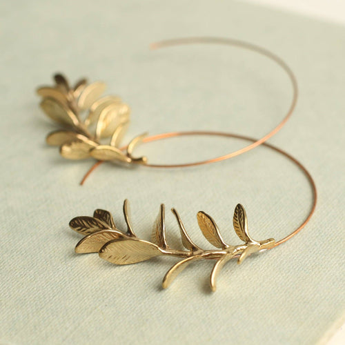 Silk Purse, Sow's Ear Jewellery - Botanical Leaf Hoop Earrings