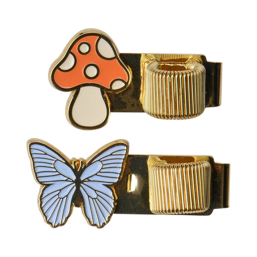Designworks Ink - Set of 2 Pen Clips - Butterfly & Mushroom
