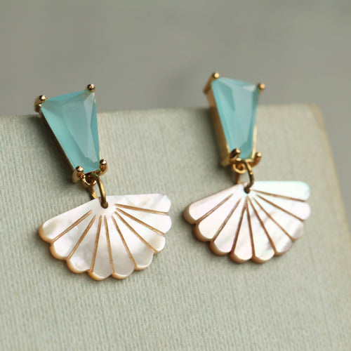 Silk Purse, Sow's Ear Jewellery - Turquoise Opal and Mother of Pearl Earrings