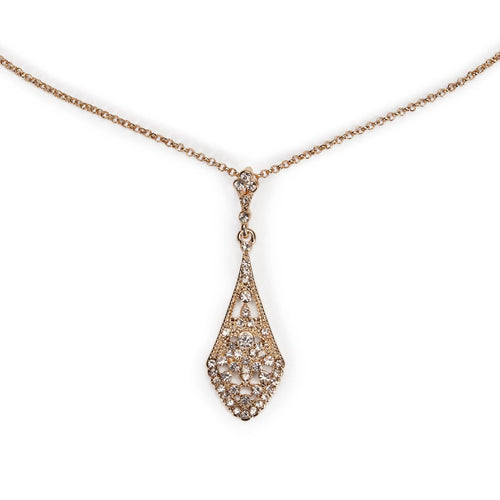 Lovett Necklace - Crystal Gold Art Deco