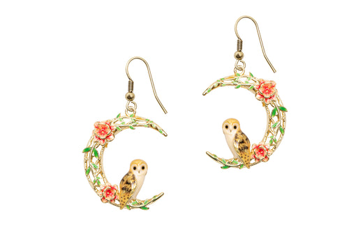 Bill Skinner Earrings - Owl In a Moon Drop