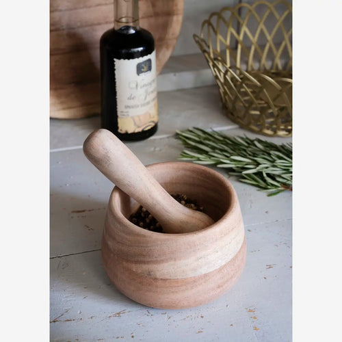 Madam Stoltz Kitchen - Wooden Mortar Set