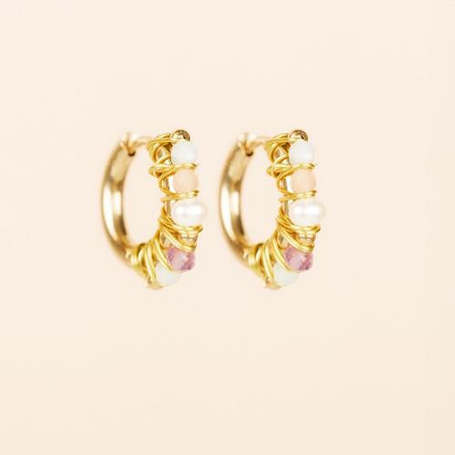 My Heritage Earrings - Beaded Hoops 12mm Single Row