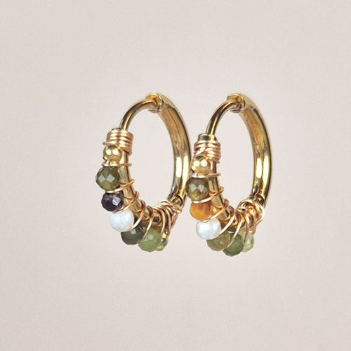My Heritage Earrings - Beaded Hoops Ø12mm Mixed Gems