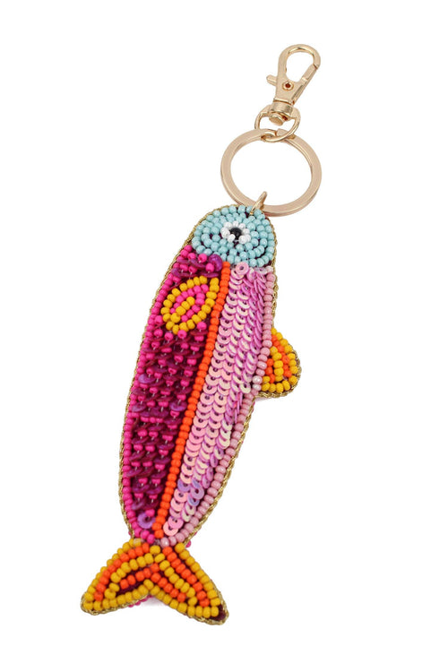 My Doris Keyring - Beaded Pink Fish