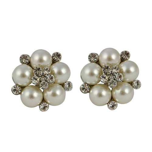 Lovett Clip on Earrings - 1950s Style Pearl and Diamante