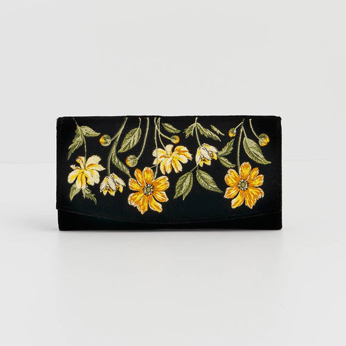Fable Purse - Embroidered Botanical Black Velvet