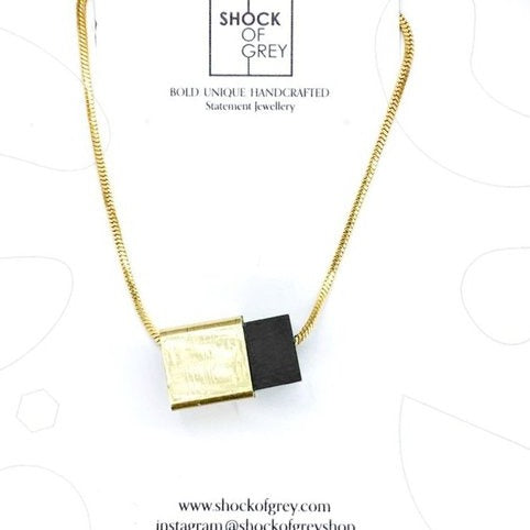 Shock of Grey Necklace - Box Cube - Black