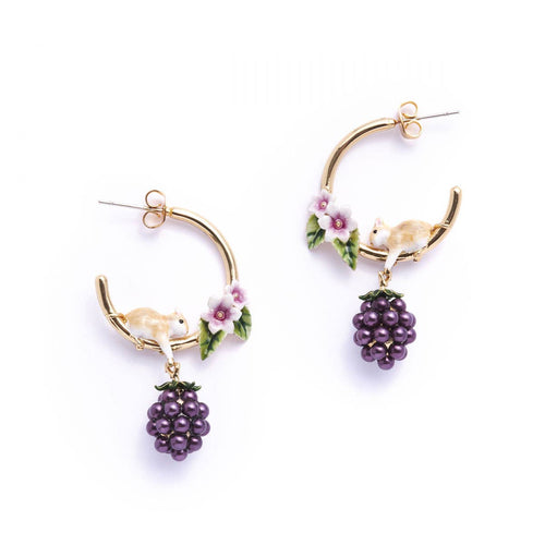 Bill Skinner Earrings - Blackberry & Mouse Hoop