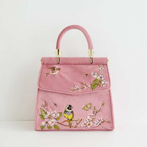 Fable Tote Bag - Morning Song Bird Embroidered Mini Pink Tote