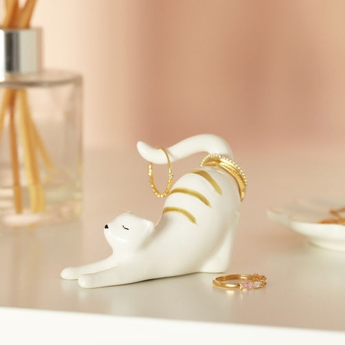 Lisa Angel Ring Holder - Ceramic Stretching Cat