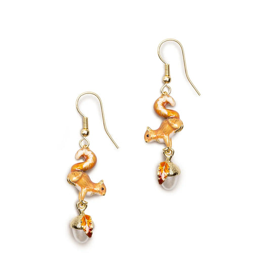 Bill Skinner Earrings - Squirrel & Acorn Drop