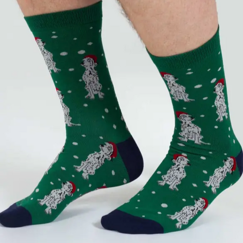 Thought Mens Socks - Bamboo Christmas Dalmation