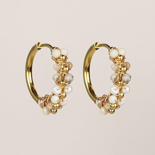My Heritage Earrings - Ø20mm Mixed Gemstones Loops