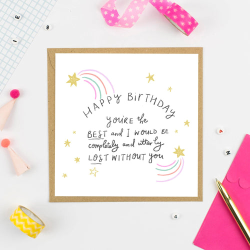 Pickled Pom Pom Card - Happy Birthday, I'd Be Lost Without You!