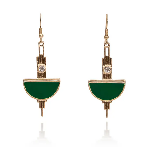 Lovett Earrings - Art Deco Emerald