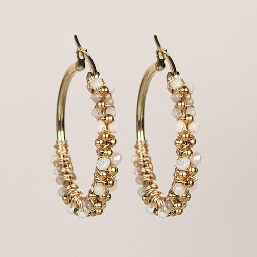My Heritage Earrings - Ø30mm Mixed Gemstones Loops