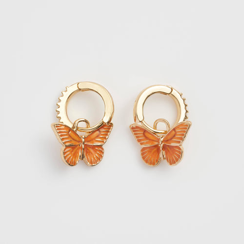 Fable Jewellery - Butterfly Huggie Earrings Orange