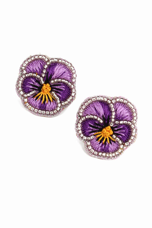 My Doris Earrings - Pansy Stud in Purple