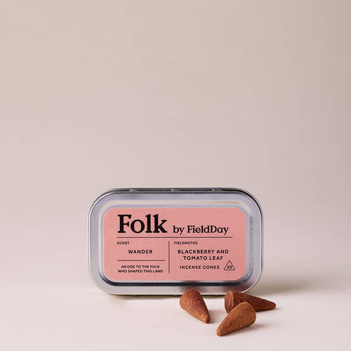 Field Day Folk Tin Incense Cones - Wander (Blackberry & Tomato Leaf)