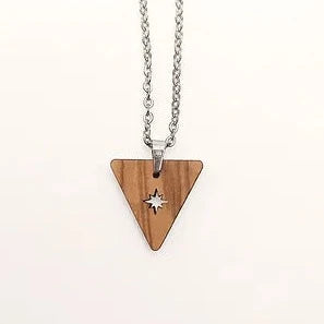 Selky Necklace - Northern Star Pendant - Olive Wood