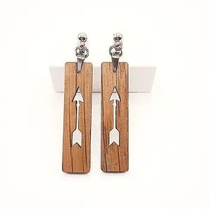 Selky Earrings - Arrow Earrings - Oak Whiskey Barrel