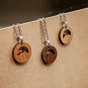 Selky Necklace - Mountain Pendant - Cherry Wood