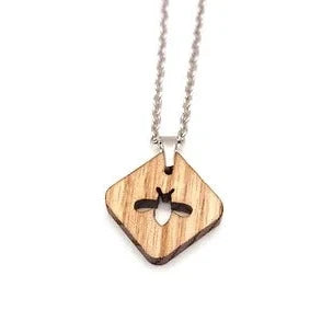 Selky Necklace - Bee Pendant - Ash Wood