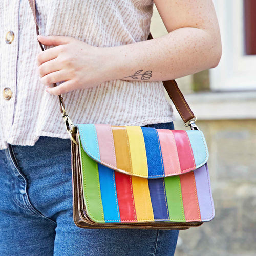Paper High - Recycled Leather Stripe Crossbody Bag
