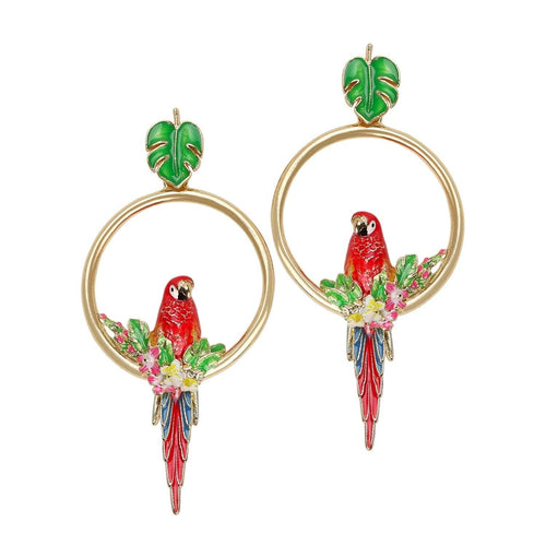 Bill Skinner Earrings - Parrots in Hoops