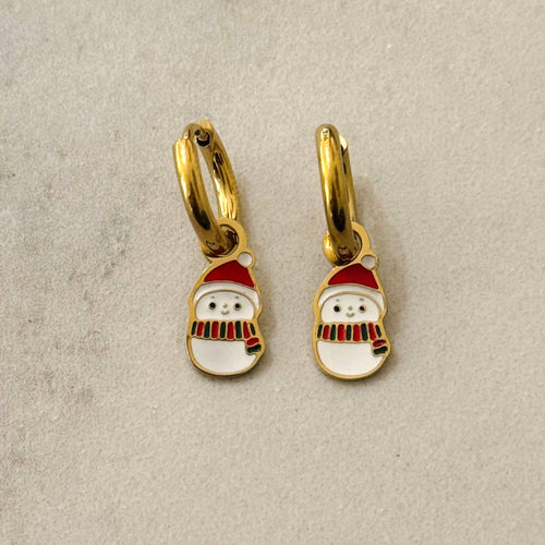 Cassette Barcelona Earrings - Christmas Snowman Hoops
