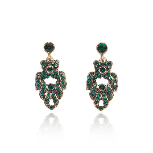 Lovett Earrings - Emerald Green Art Deco Drop