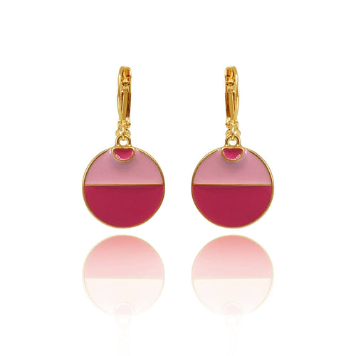 Lovett Earrings - 1950s Enamel Pink Disc Drop