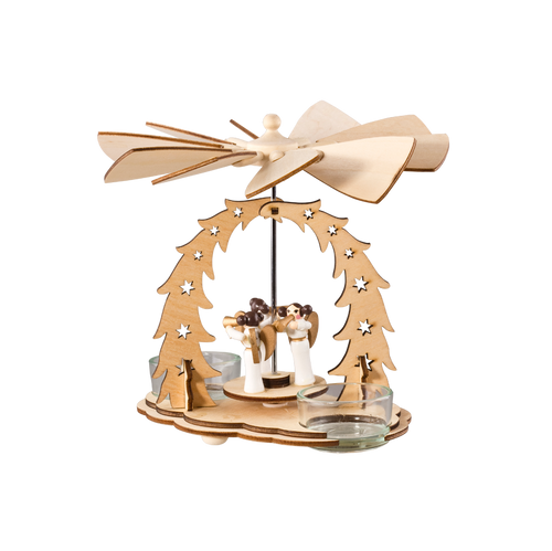 Traditional Christmas Wood Tealight Spinner - Angels