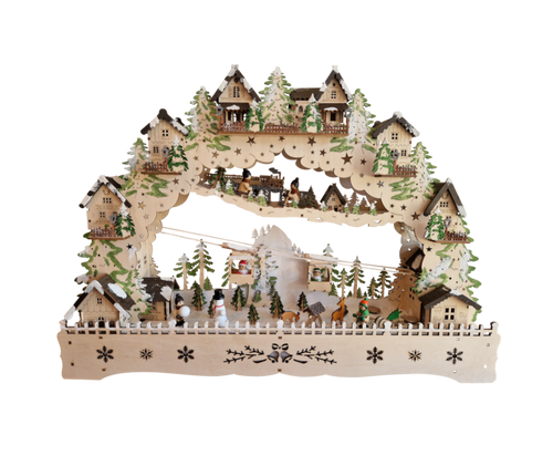 Traditional Christmas - XL Light Up Scene with Moving Cable Cars