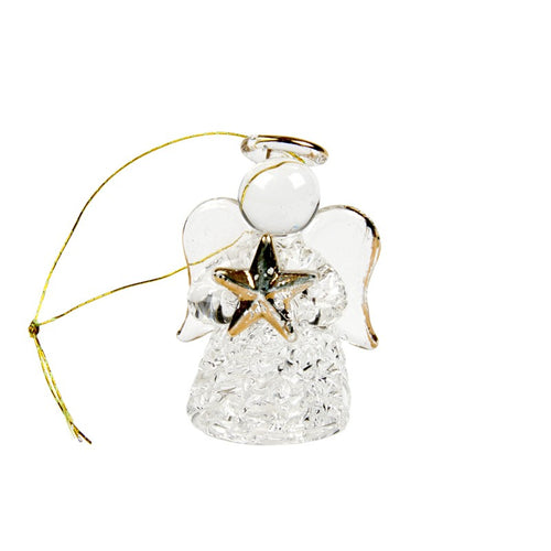 Heaven Sends Christmas Bauble - Hanging Glass Angel Holding Star
