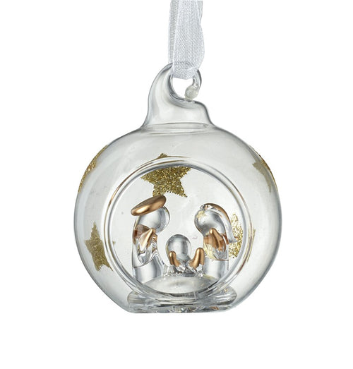 Heaven Sends Christmas Bauble - Glass Globe Nativity