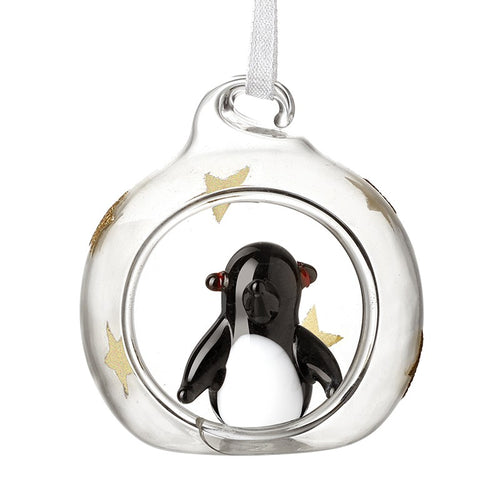 Heaven Sends Christmas Bauble - Glass Globe with Penguin