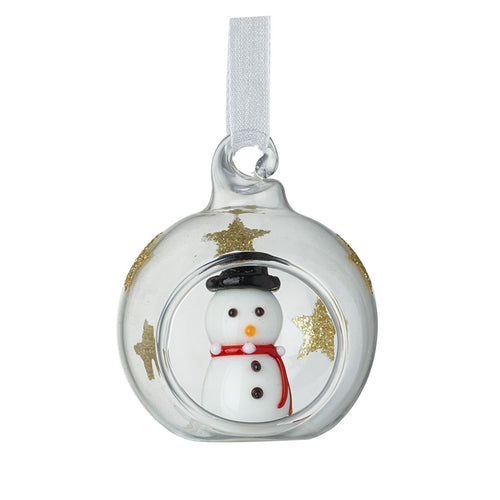 Heaven Sends Christmas Bauble - Glass Globe Snowman