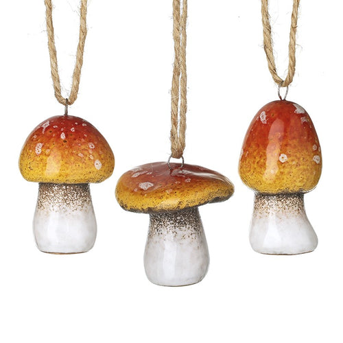 Heaven Sends - Autumn Red Stoneware Hanging Toadstool