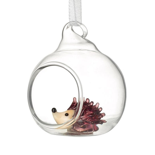 Heaven Sends Christmas Bauble - Glass Globe Hedgehog