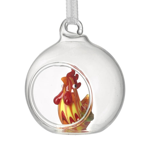 Heaven Sends Christmas Bauble - Glass Globe Cockerel