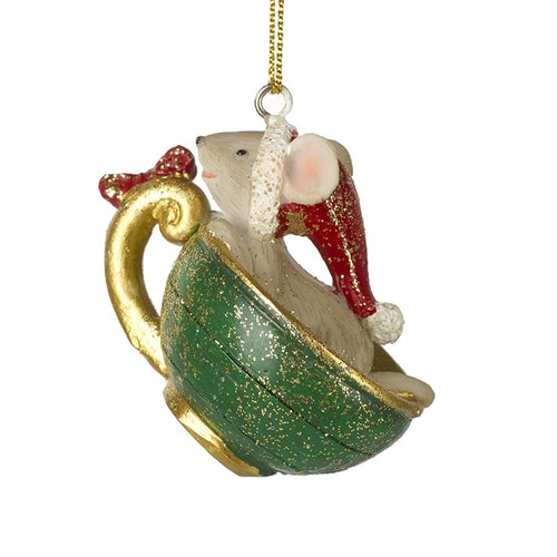 Heaven Sends Christmas Bauble - Mouse in Teacup