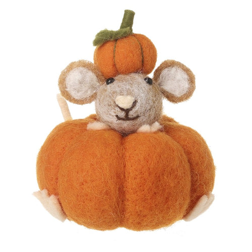 Heaven Sends Halloween - Felt Mouse in Pumpkin